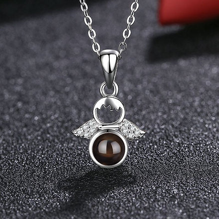 Collar y Dije de Angelito con foto personalizada de proyección❤️