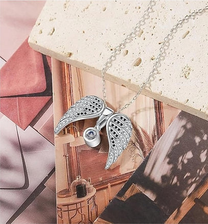 Collar y Dije de Alas Abatibles con Foto Personalizada