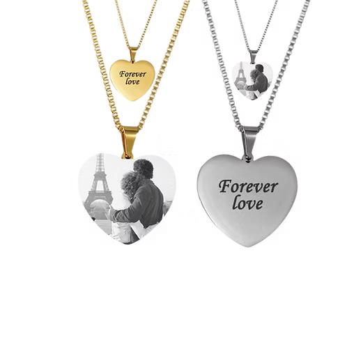 Corazón Grabable de Acero inoxidable Texto o Foto❤️