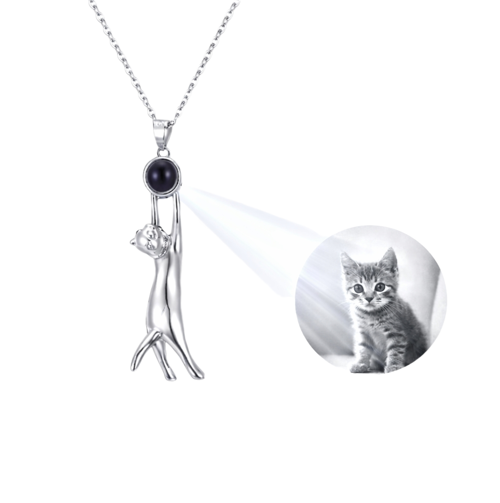 Collar y Dije de Gatito Colgando personalizado con Foto♥️