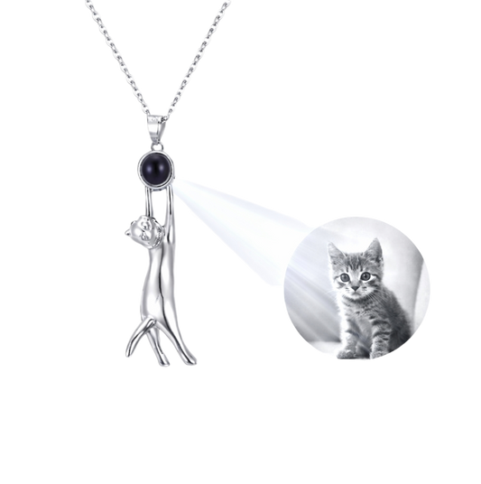 Collar y Dije de Gatito Colgando personalizado con Foto♥️