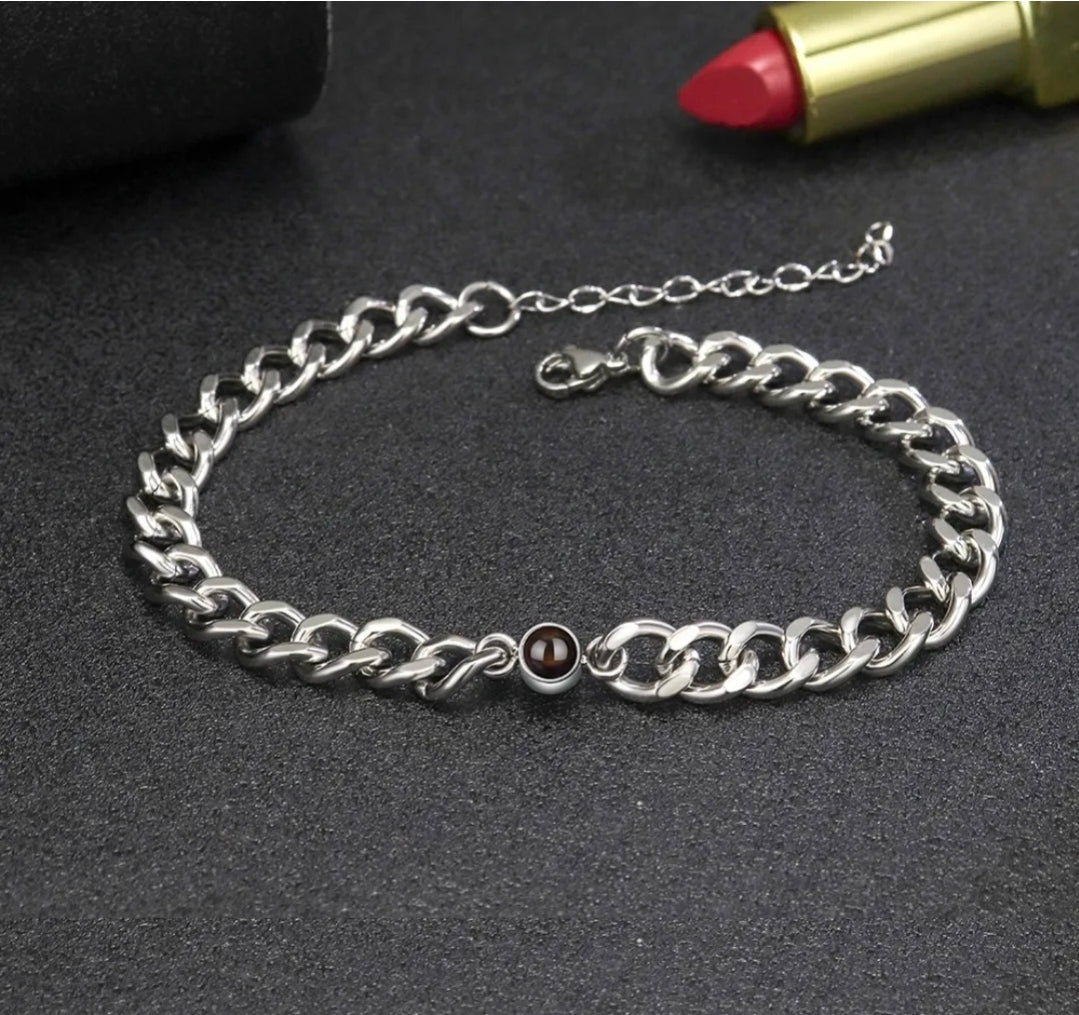 Pulsera de Proyección para Hombre con Foto Personalizada – Acero Titanio