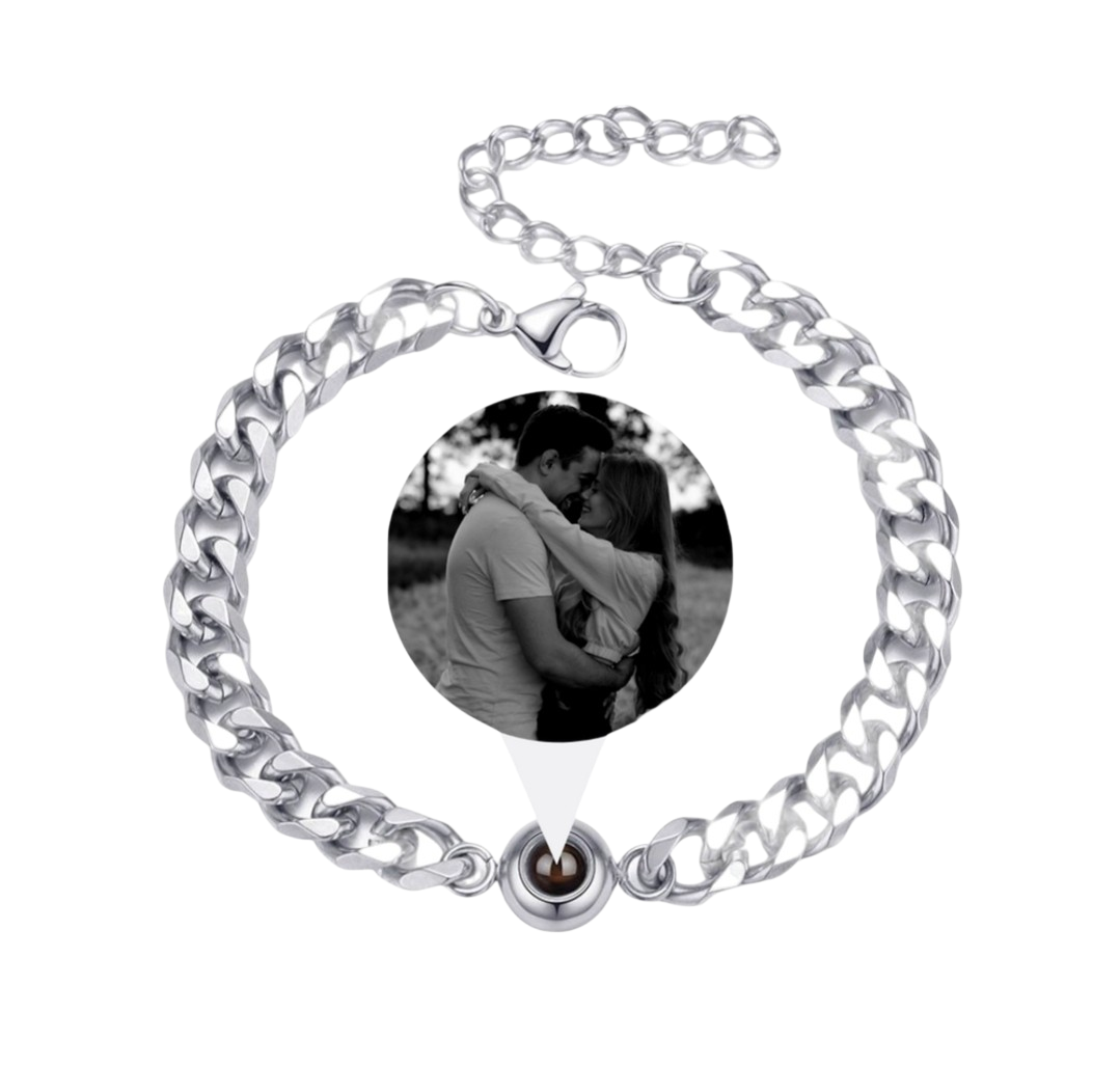 Pulsera de Proyección para Hombre con Foto Personalizada – Acero Titanio