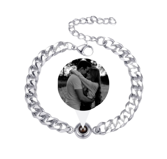 Pulsera de Proyección para Hombre con Foto Personalizada – Acero Titanio